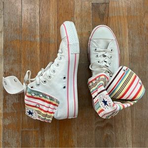 Converse • rainbow stripes high top women’s sneakers